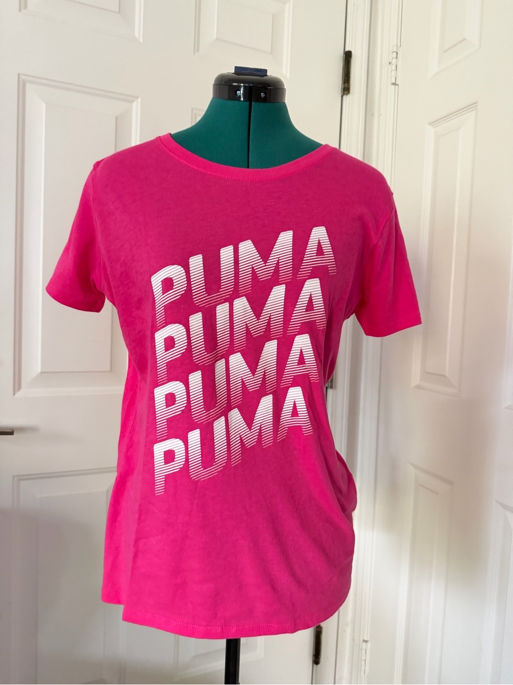 Puma Hot Pink Repeat Logo Tee - Picture 2 of 6
